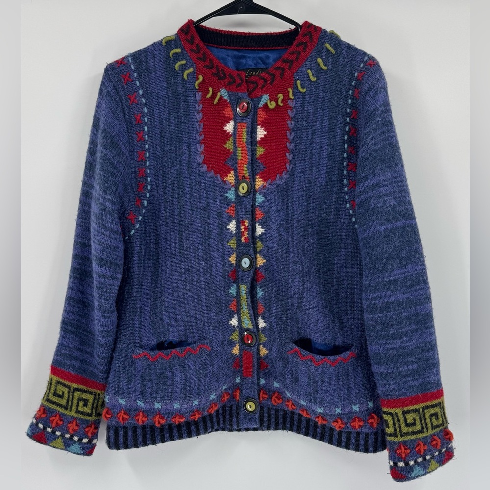 Icelandic Design Vintage Lagenlook Cardigan Alpaca Mohair Blend Sweater, Size M‎